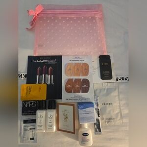 Pink Polka Dot Makeup Bag with Assorted Beauty Samples